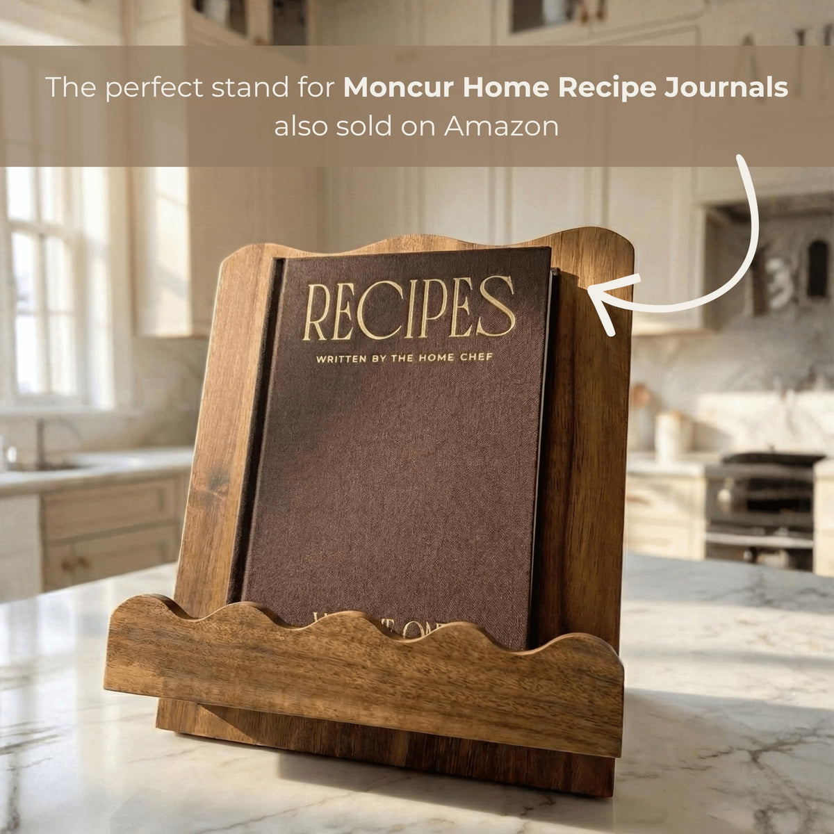 Moncur Home hands-free cooking reference keeps recipes clean and readable.