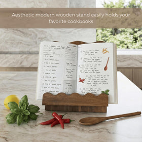 Moncur Home scalloped edge design adds style while organizing cookbooks.