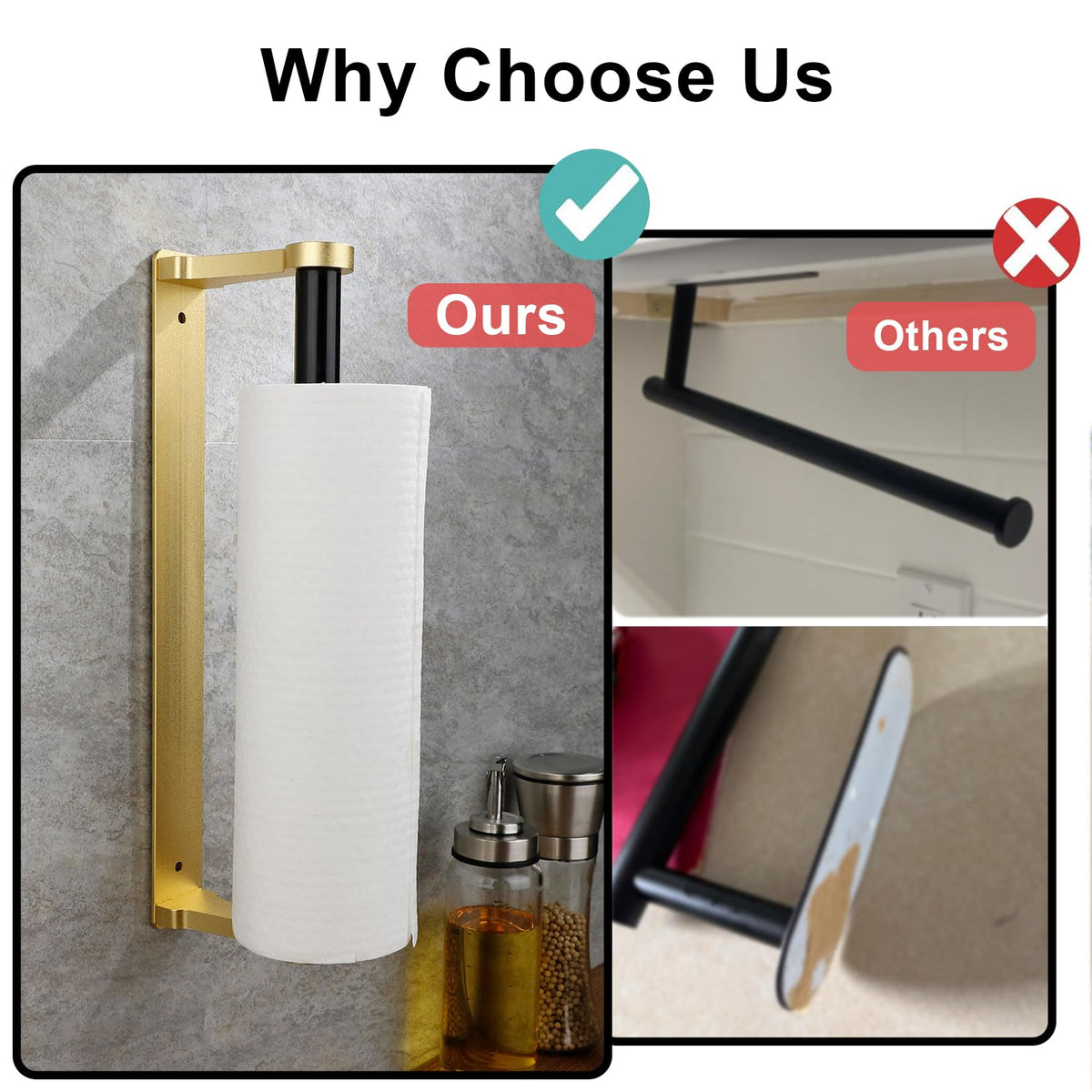 MONEER Glow Gold aluminum alloy towel holder offers durable, rust-proof performance.