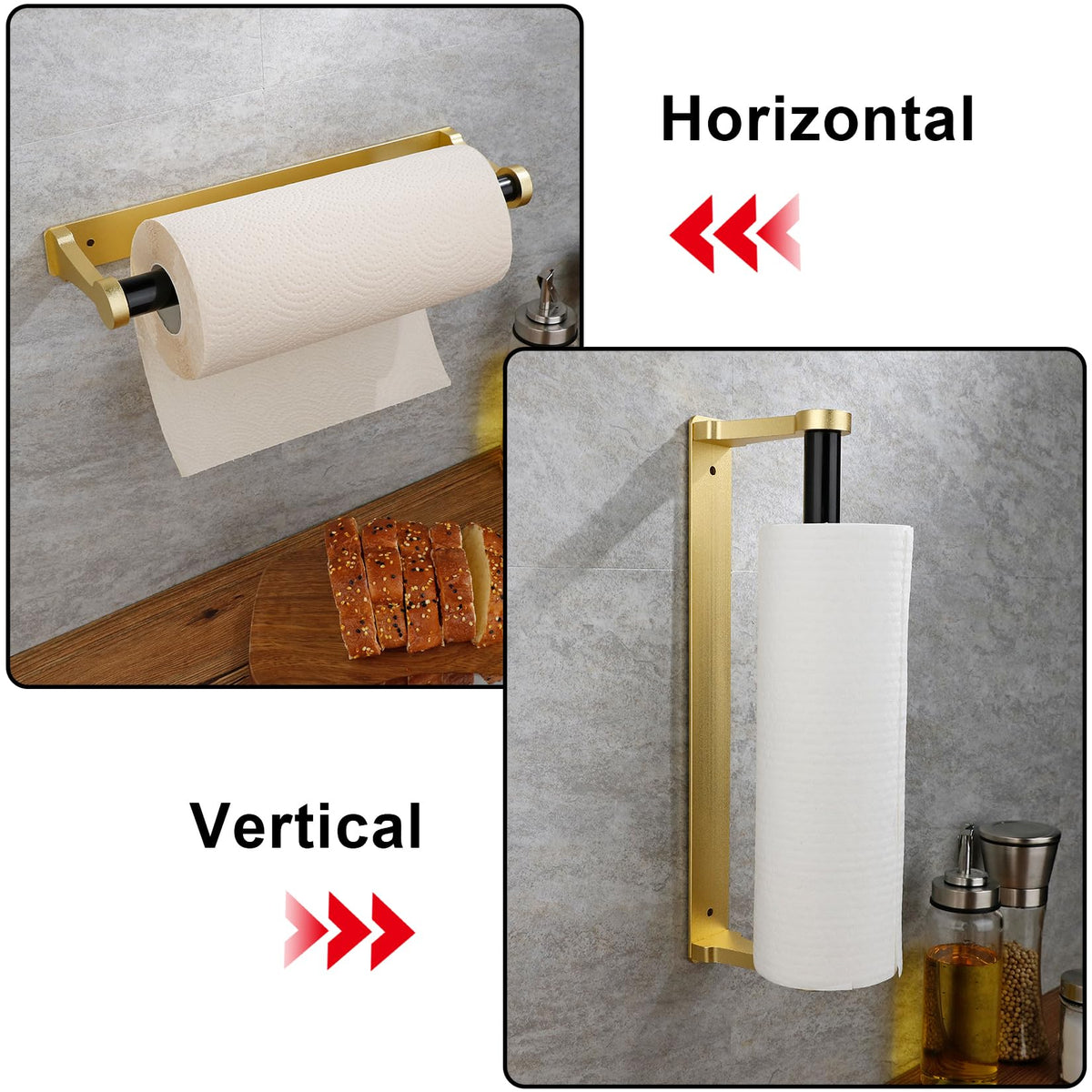 MONEER Glow Gold square-design holder blends with modern kitchens and bathrooms.