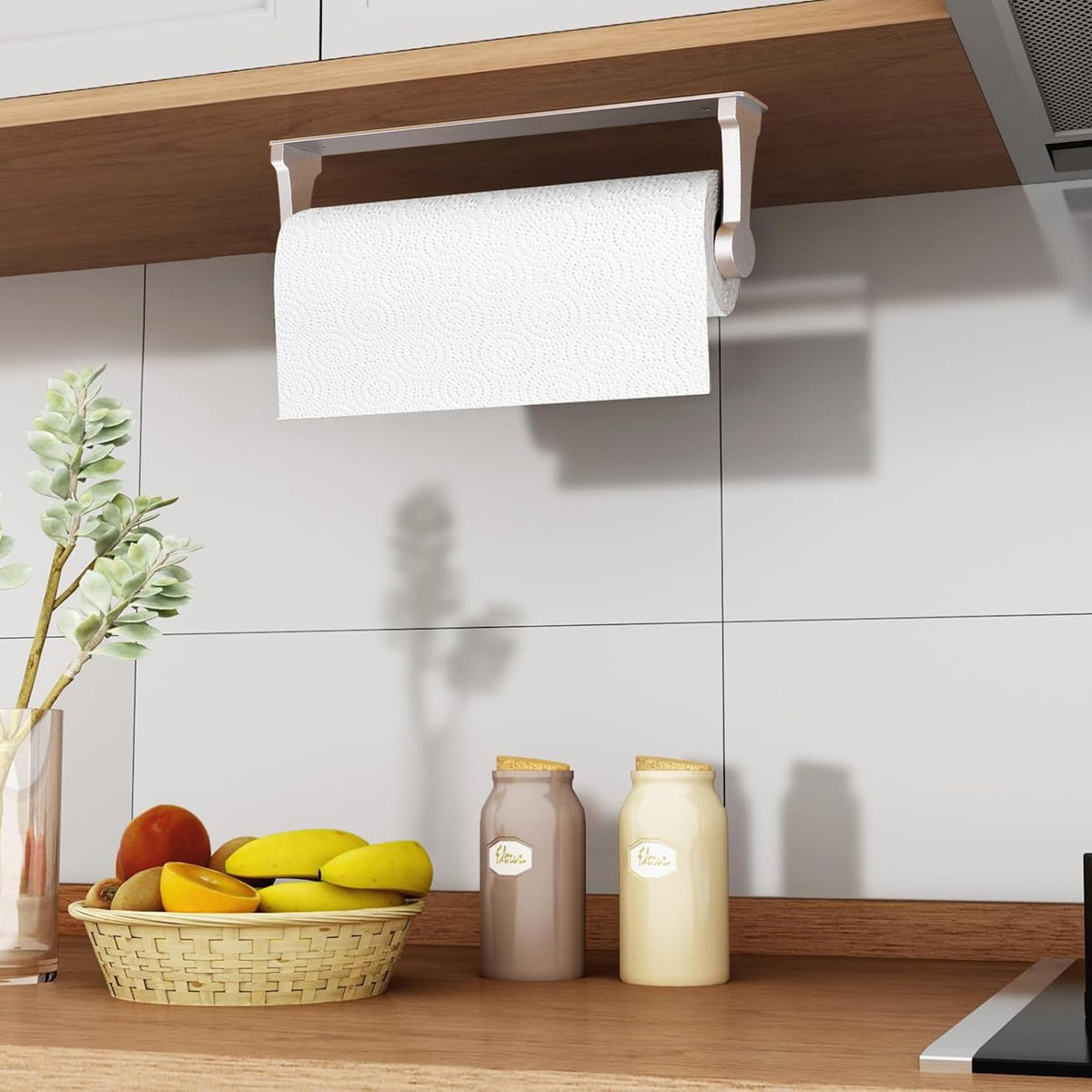 MONEER kitchen roll holder with adhesive installs on glass or tile surfaces
