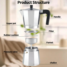 Mongdio cast aluminum body delivers fast, even heat for velvety espresso