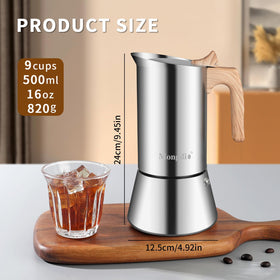 Mongdio moka pot works with gas, induction, and electric stoves
