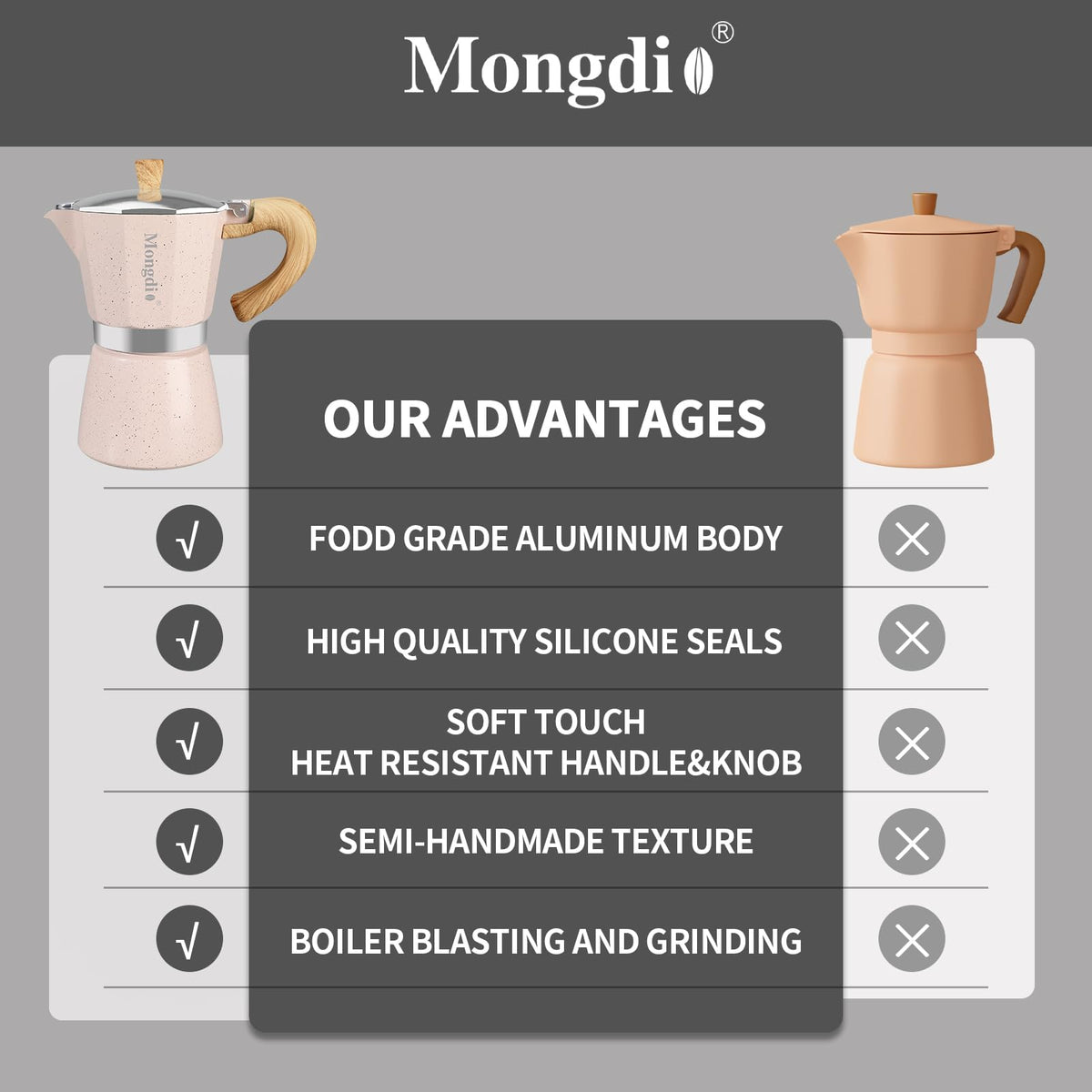 Mongdio Cuban coffee maker pink stove top for bold espresso.