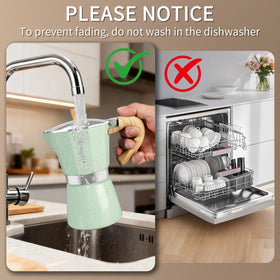 Sleek green finish of Mongdio moka pot fits modern kitchens