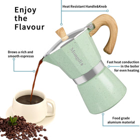 Durable aluminum body of Mongdio moka pot for even heat