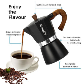 Mongdio moka pot base in aluminum with classic design.