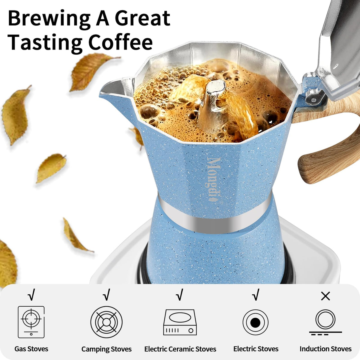 Mongdio moka pot easy-clean design with removable parts.