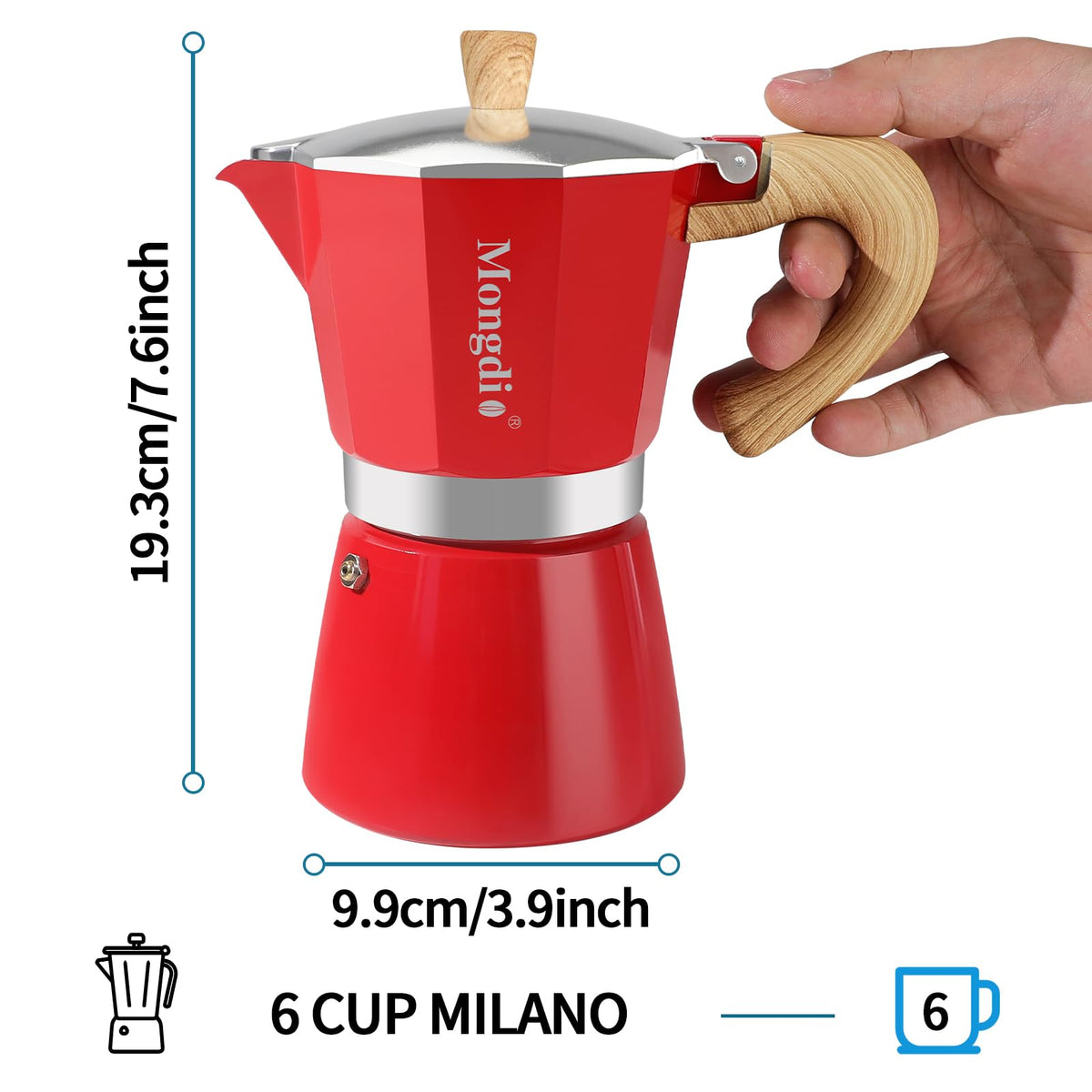 Mongdio moka pot on the stove delivering rich, barista-style espresso