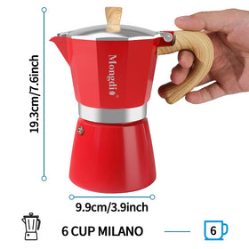 Mongdio moka pot on the stove delivering rich, barista-style espresso