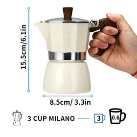 Mongdio moka pot showing built-in safety valve for safe brewing
