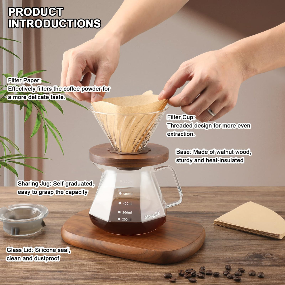 Mongdio 100-pack filters for clean, even extraction.
