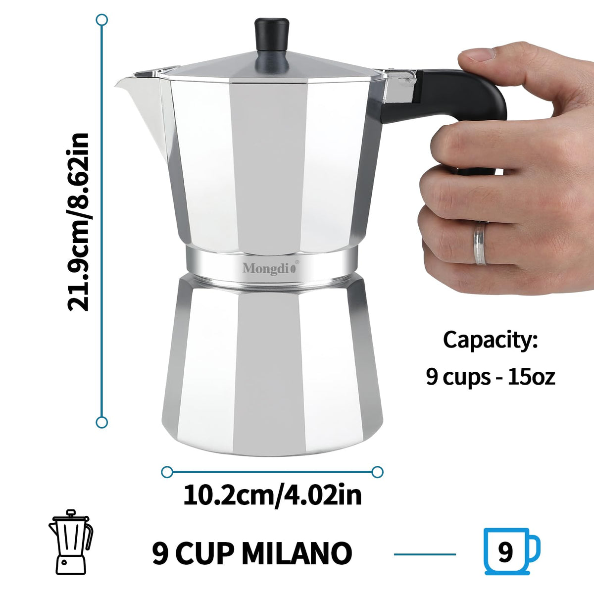 Mongdio pouring spout espresso shows clean pouring and minimal drips.