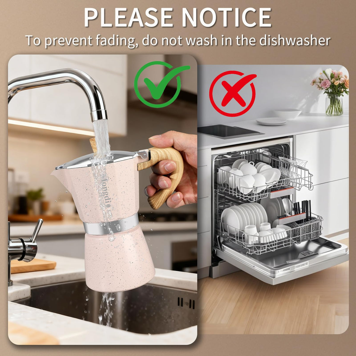 Mongdio safety valve espresso pot pink controls pressure.