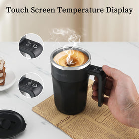 Mongdio self stirring mug 400mAh battery offers multiple stirring sessions per charge.