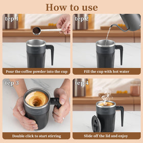 Mongdio self stirring mug lid spill-prevention keeps drinks contained while mixing.
