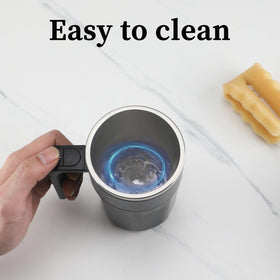 Mongdio self stirring mug powder stir compatibility for coffee or protein shakes.