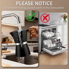 Mongdio pot with black finish highlights stylish, compact kitchen espresso.