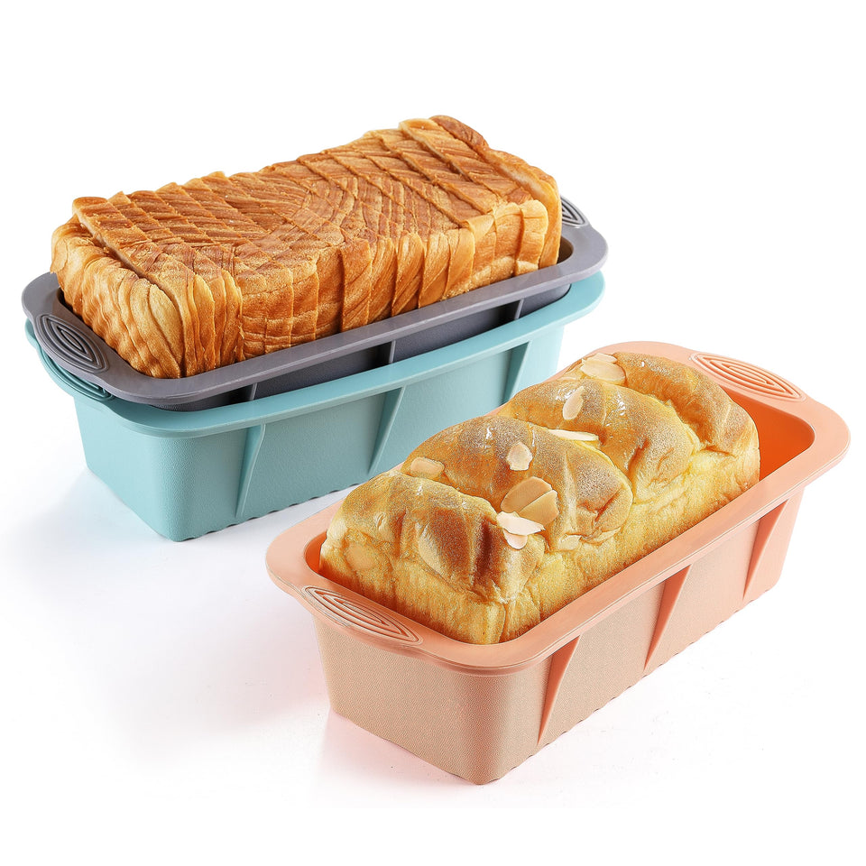 MONGSEW grey silicone loaf pan with easy-release for clean loaves