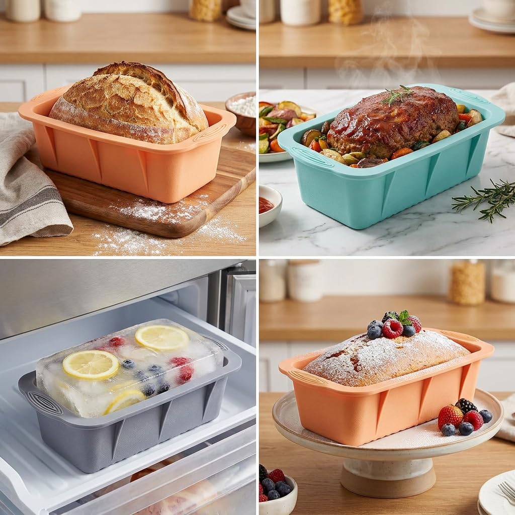 MONGSEW nesting-design silicone loaf pans set saves space