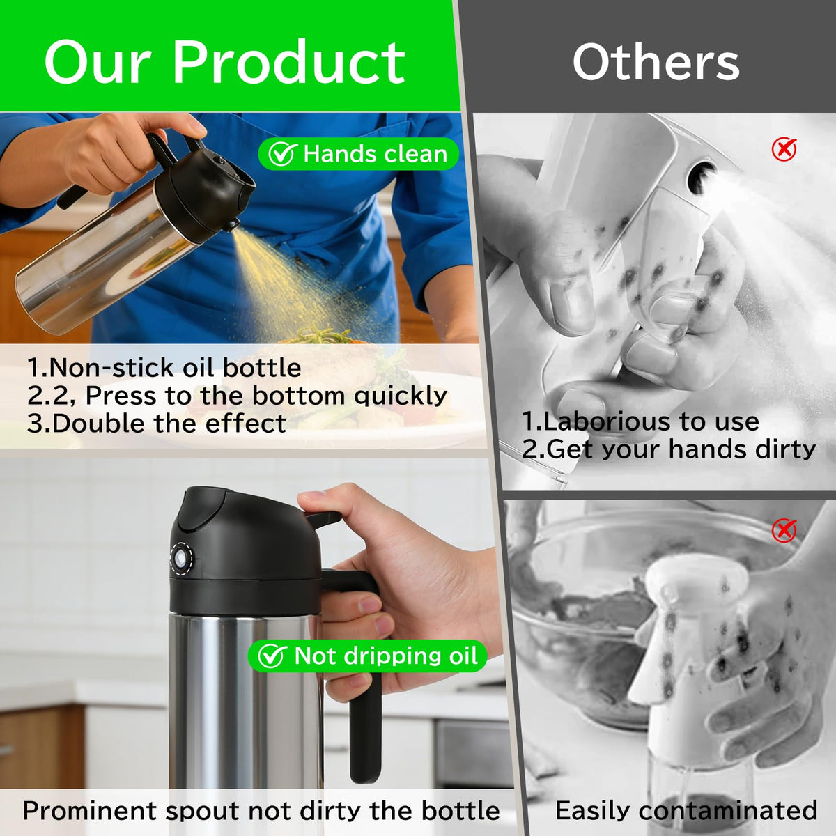 Moniko leak-proof nozzle design minimizes drips for a tidy kitchen.