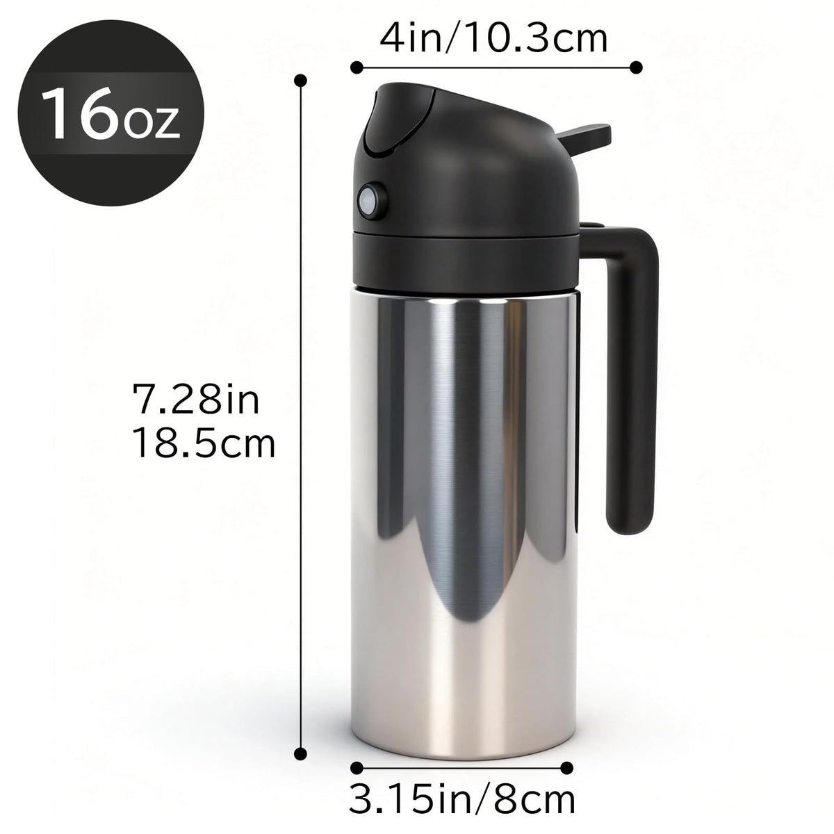 Moniko wide-mouth refill opening for quick, spill-free filling.