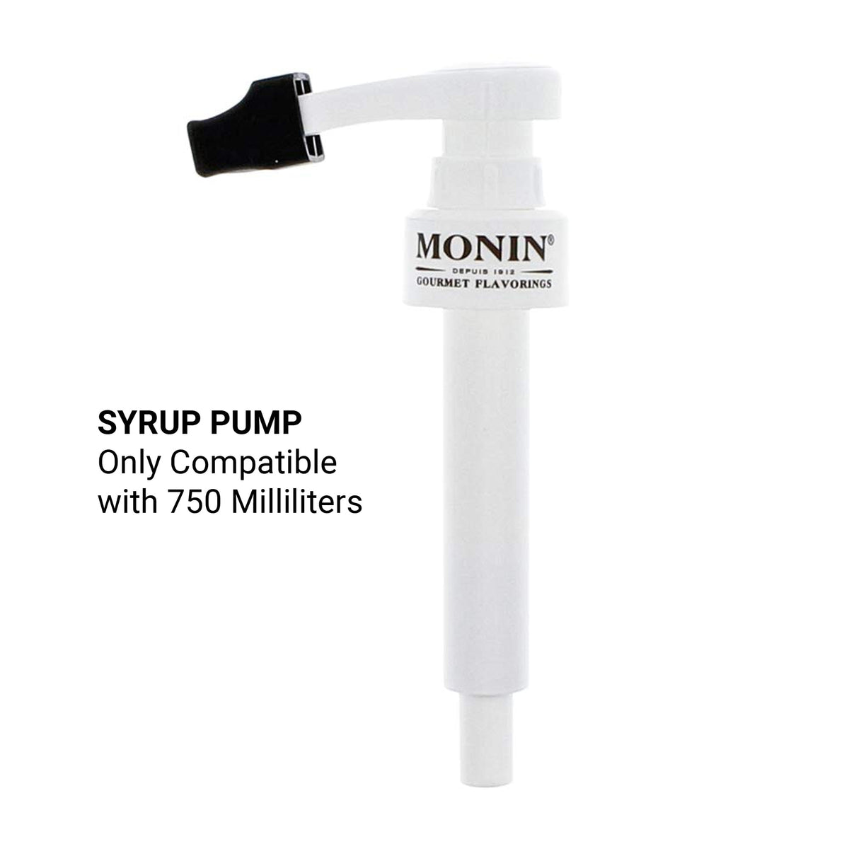 Monin syrup pump spout seal locks freshness and blocks dust.