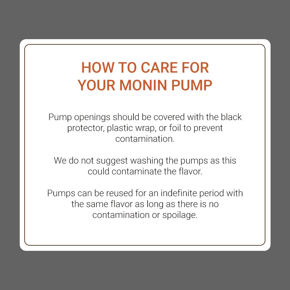 Monin pump supports sustainable packaging and bee programs.