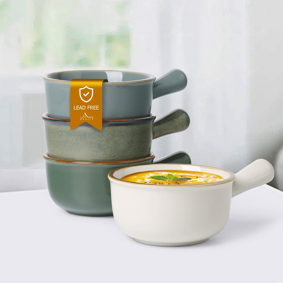 MONITO 14oz French Onion Soup Bowl with Handle for easy serving.
