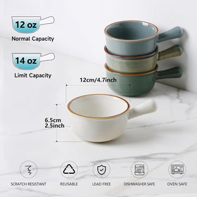 MONITO ceramic soup bowls stackable 4pc for compact storage.