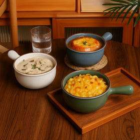 MONITO Earth-tone bowls in four shades for warm tables.