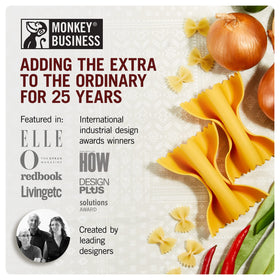 Monkey Business heat-safe potholders, big butterfly grips to secure heavy pots.