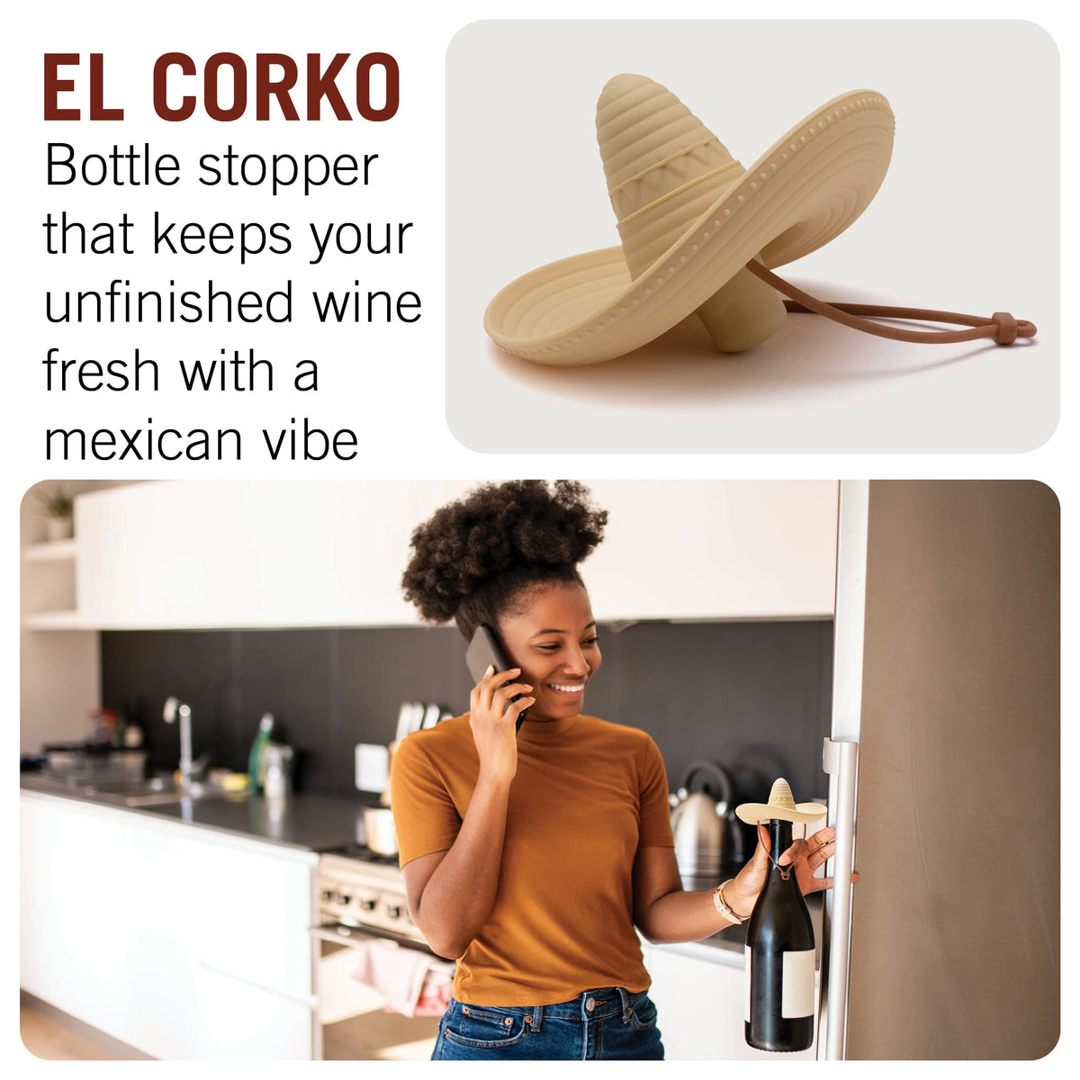 Monkey Business silicone wine stopper flexible and dishwasher-safe for easy use