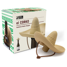 Monkey Business sombrero-shaped wine stopper seals bottle to keep wine fresh