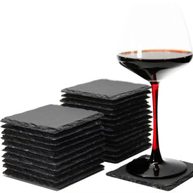 MONKEY SUN black slate coaster 24-pack on table, durable and versatile for home use.