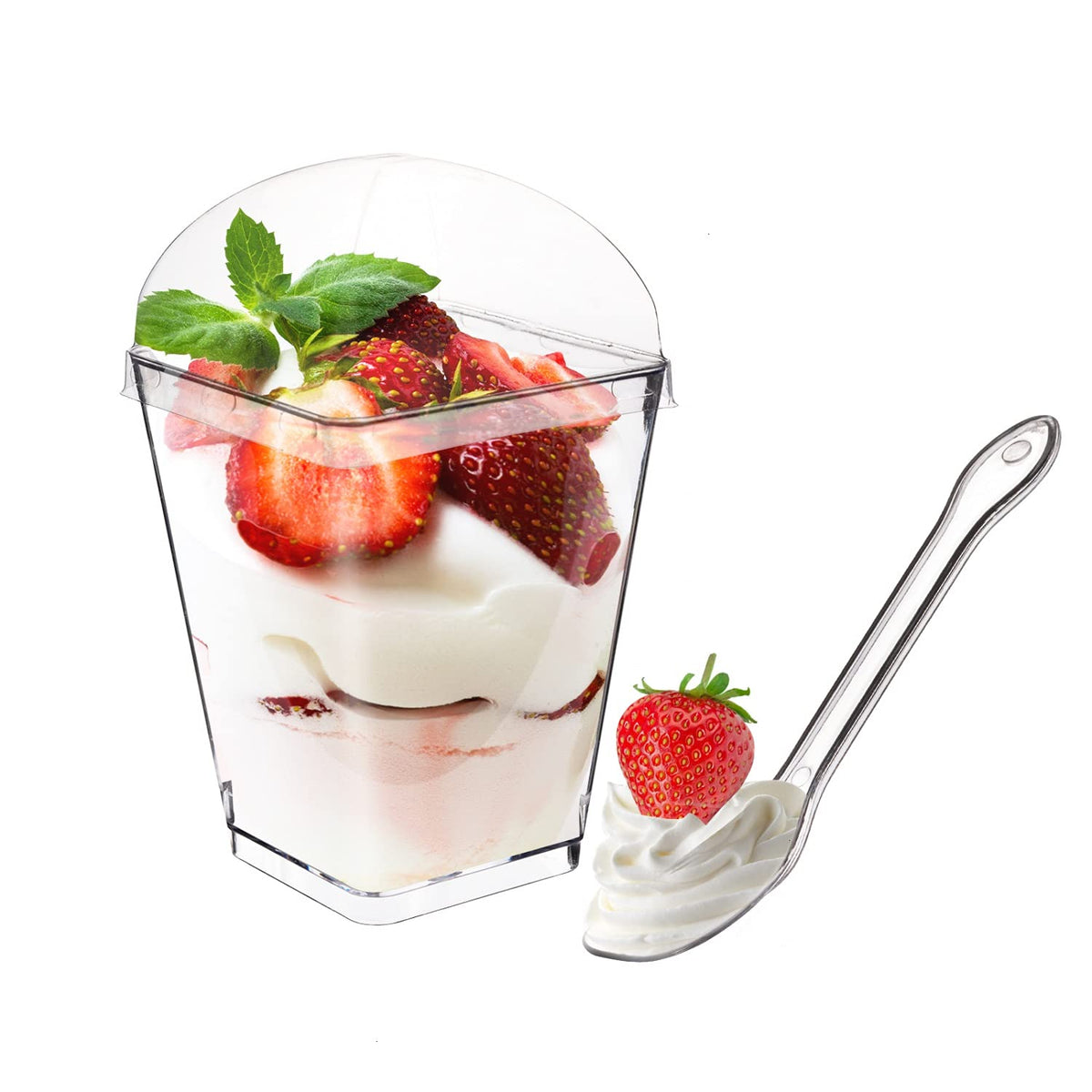 Monrocco 5oz dessert cups with lids for secure, mess-free servings