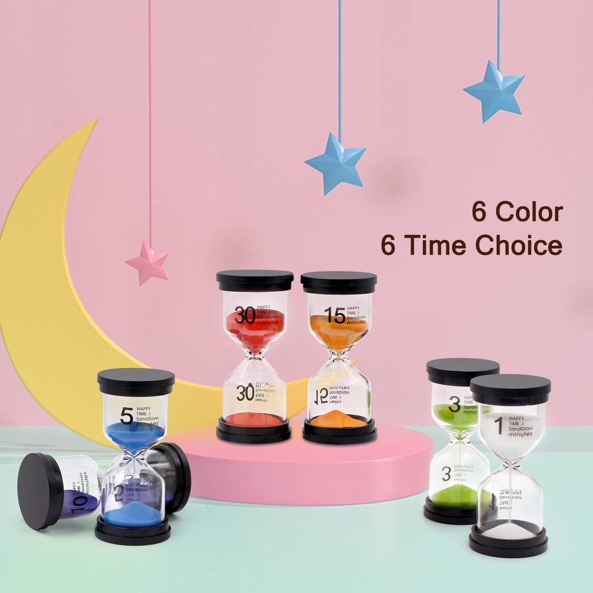 Monsin 5-minute multicolor sand timer aids timed reading and game turns.
