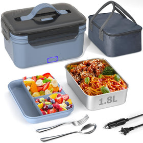 Monteka electric lunch box top compartments neatly organized for varied meals.