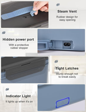 Monteka lunch box leak-proof latches prevent spills during transit.