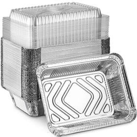 MontoPack disposable takeout pan with clear lid, 8x5.5-inch size, ideal for spill-free meals