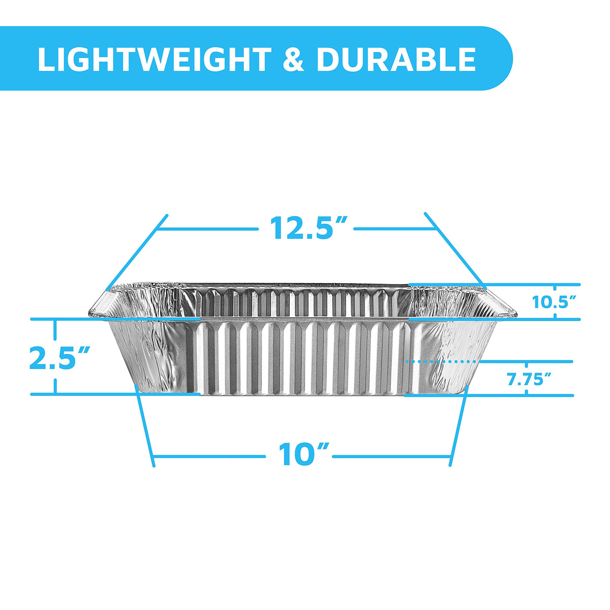 Montopack heavy-duty aluminum pan with ribbed walls for sturdy reheating.