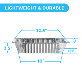 Montopack heavy-duty aluminum pan with ribbed walls for sturdy reheating.