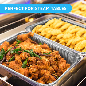 Montopack stackable foil pans save space in bulk storage.