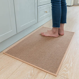 MontVoo kitchen rug with non-slip beige backing for safe footing