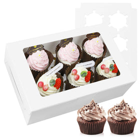 MonYouGe cupcake boxes with clear window showcase six cupcakes attractively