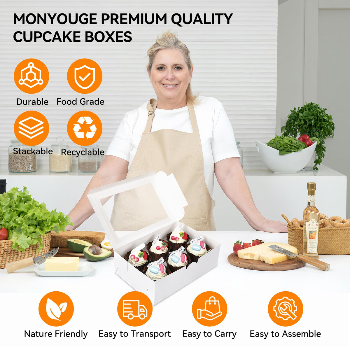 MonYouGe cupcake insert keeps cupcakes from sliding during handling