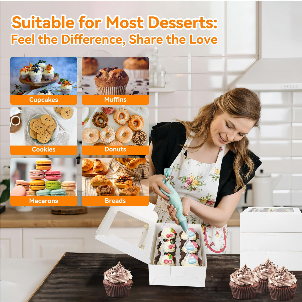 MonYouGe box dimensions 9.5 by 6.3 by 3 inches fit standard cupcakes