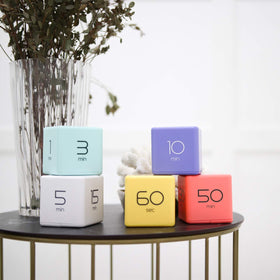 mooas Cube Timer Mint on a tidy desk setup