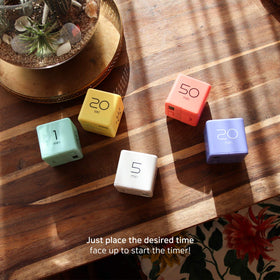 mooas Cube Timer Mint in-use on a desk for focus sessions