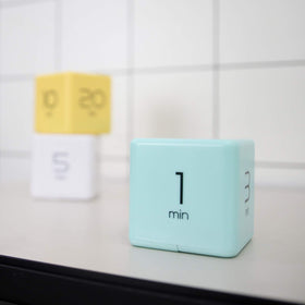 mooas Cube Timer Mint top view with color-coded presets